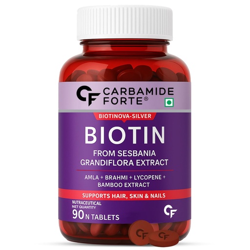 [BRSWGAAROUNRE2TD] Carbamide Forte Biotin Tablets for Hair Growth | Biotin Supplement with Amla, Brahmi & Bamboo Extract | Hair Vitamins | Biotin Multivitamin for Hair & Skin | Hair Supplements for Women & Men | 90 Veg Tablets