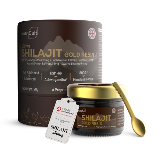 [BRSREC32PIGQGCIV] Shilajit Gold Resin For Men & Women | With KSM-66 Ashwagandha, Safed Musli, Gokshura & Saffron | Shilajit For Men | Supports Muscle Recovery | 20 Gram (Pack of 1)