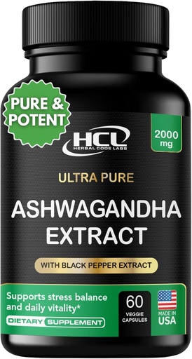 [BRSWGZD3AUIQIH3B] Organic Ashwagandha Capsules 2000 MG Root Toz Black Pepper & Limon Balm 2 ay təchizatçı - Relieve Stress üçün Natural Way