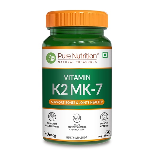 [BRSRA2YLCAHRO3DL] Pure Nutrition Vitamin K2 MK7 with Vitamin D3 Tablets for Men & Women | Supports Bone Strength, Heart Health & Calcium Absorption | K2 MK-7 Supplement – 60 Veg Tablets