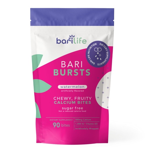 [BRSWGAI7OZ4BUFA3] Calcium Citrate Bariatric Calcium Chews with 1000 IU Vitamin D3 - Ideal for Bariatric Patients - BariBurst by Bari Life (Watermelon)