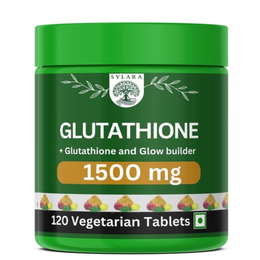[BRSRE233DFYBG3TA] SYLARA 1500 mg Glutathione Tablets For Skin Whitening - 120 Tablets Capsules Supplements with Vitamin C with Biotin, Vegetarian Collagen for Skin Glow