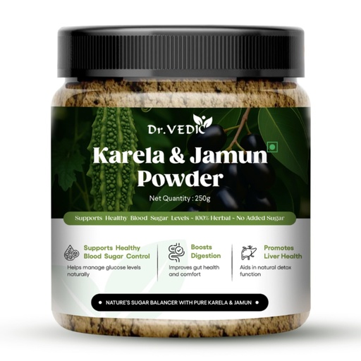 [BRSREGQBCMNQYFDZ] Dr Vedic Karela Jamun Powder | With Gudmar, Amla & 20 Ayurvedic Herbs | Sugar Management, Digestion & Detox Support | No Added Sugar – 250g (Pack Of 1)