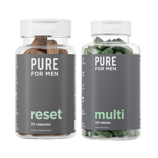 [BRSRMHY6AEGQYFLV] Pure for Men Multivitamin, 120 Capsules & Reset Detox Supplement, 30 Capsules