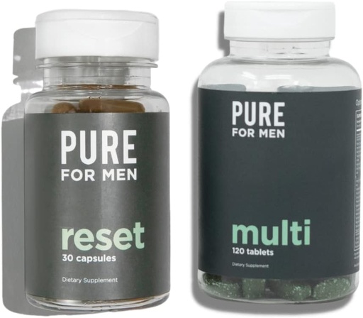 [BRSRMHY6AEGQYFLV] Pure for Men Multivitamin, 120 Capsules & Reset Detox Supplement, 30 Capsules