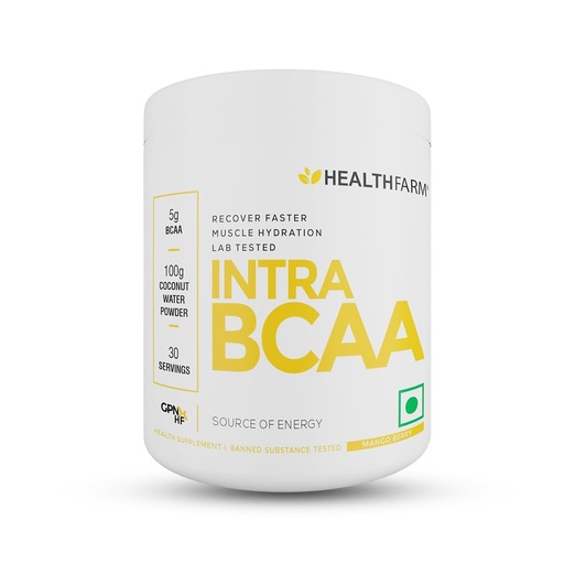 [BRSRMZ3QOJ5WAE3K] Healthfarm BCAA 2:1:1 Powder (Branched Chain Amino Acids) - BCAA Powder for Muscle Recovery - Gluten Free - 5000mg per Serving,30 Servings -Flavor- Mango Berry