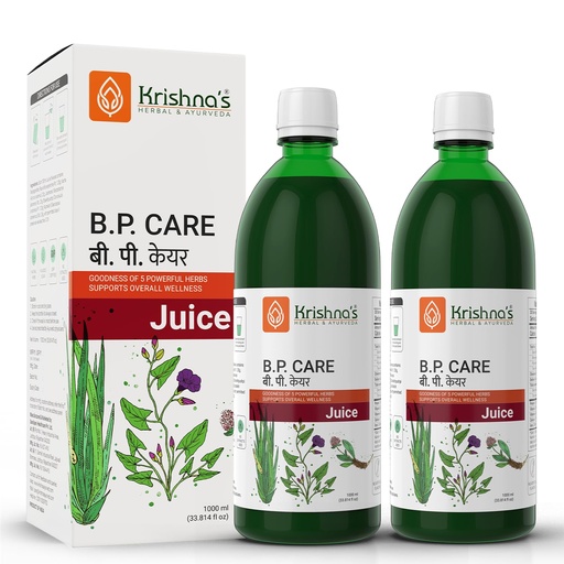 [BRSREYADOIDR63DG] Krishna's BP Care Juice -1000 ml | Ayurvedic way to manage BP & Cholesterol Level with Sarpgandha, Shankhpishi & 3 natural herbs - (Pack of 2)