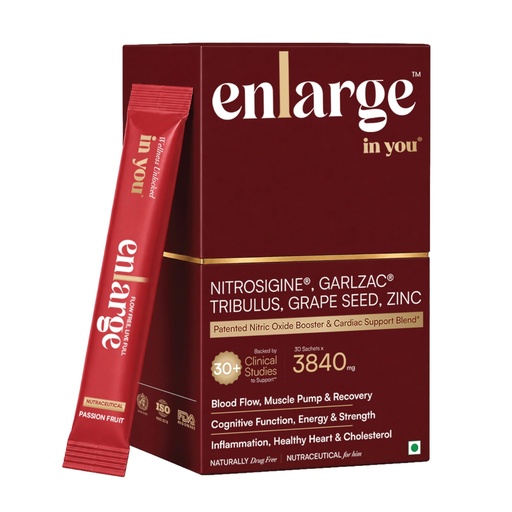 [BRSRAEAFBUDRAHLU] Enlarge™ in you | Patented Blood Flow & Heart Health Nutrition | Nitrosigine® (5X More Efficient Than L-Arginine) + Garlzac® + Tribulus + Grape Seed + Fenugreek + Zinc + B12 | Men's Strengh & Vitality