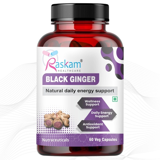 [BRSRAATQBF5RA3Y7] Black Ginger Capsules, 60 Veg Capsules Each, Improves Circulation, Boosts Energy with Powerful Antioxidants (Pack of 1)