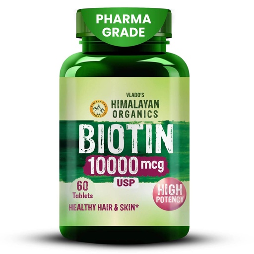 [BRSREZT5OUNRYYD2] Vlado's Himalayan Organics Biotin 10000mcg – Pharma Grade Biotin Supplement for Hair Growth, Glowing Skin & Strong Nails – 60 Tablets | Supports Healthy Hair, Fights Hair Fall & Nail Brittleness | For Men & Women