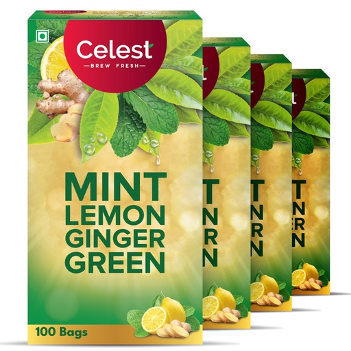 [BRSRA2Y7CUJREEIV] Celest Ginger Mint Lemon Green Tea 400 Tea Bags | Immunity Support | Refreshing & Energizing | Pack of 4