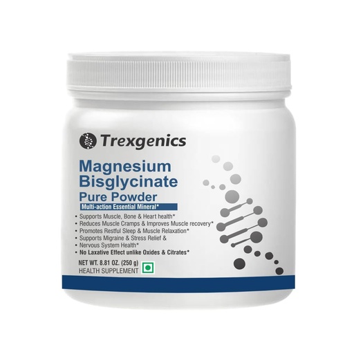 [BRSROCYROICRY2AZ] Trexgenics MAGNESIUM BISGLYCINATE PURE POWDER provides a highly bioavialble form of Magnesium, No Laxative effect, added benefits of the amino acid Glycine (Pack of 1)