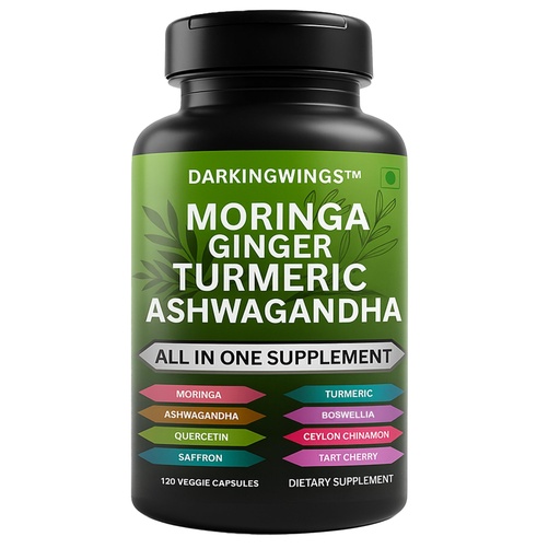 [BRSRAFINAF7WGADX] Turmeric Curcumin Moringa Supplement Ginger Boswellia Saffron - Joint Support Supplements for Women and Men with Ceylon Cinnamon, Tart Cherry, Quercetin Garlic Nettle Holy Basil - 120 Count