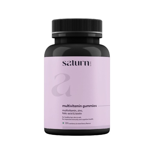 [BRSRM236CQCG2337] Saturn by GHC Multivitamin - 100% Vegan, 30 Gummies (Pack of 1) | Promotes Thick Hair & Restores Skin Glow Powered With Multivitamin, Biotin, Zinc & Folic Acid | Paraben, SLS-Free, Sulphate-Free