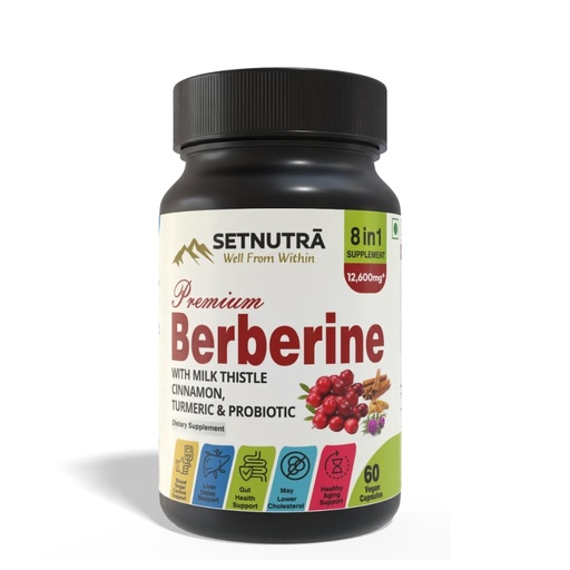 [BRSRAZL7CMARGFIU] SETNUTRA | Berberine with Milk Thistle Cinnamon, Turmeric & Probiotic | Cost Saver 8in1 Supplement For Adults | Supports Gut Health & Blood Sugar Control | Liver Detox & Healthy Aging | 60 Capsules