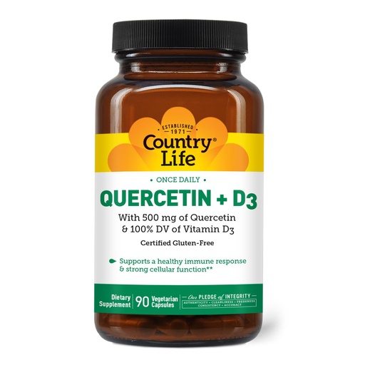 [BRSWYGAYCIFRMDQY] Country Life Quercetin 500mg Capsules with Vitamin D3 800 IU – Immune Support Supplement for Adults – Daily Immune Boosters – Quercetin Immune System Boost, 90 Capsules