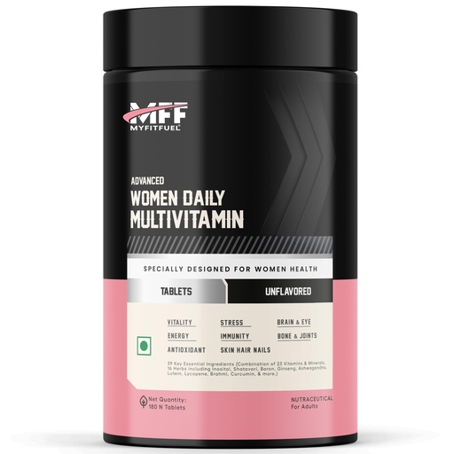 [BRSW2HY6AUCA23D3] MyFitFuel Advance Women Daily Multivitamin (37 Herbs, Vitamins & Minerals) For Skin, Hair & Nails, Bones, Strength, Immunity, Focus, Antioxidants & more (180 Tablets)