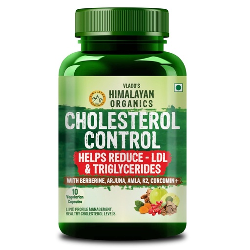 [BRSRGBT5BYNWYCDX] Vlado's Himalayan Organics Cholesterol Control Supplement | Berberine, Arjuna, Amla & Curcumin | Supports Healthy Cholesterol, LDL HDL Balance & Lipid Levels | Helps Reduce Bad Cholesterol & Triglycerides | Heart Health & Cardiovascular Support 10 tablsts