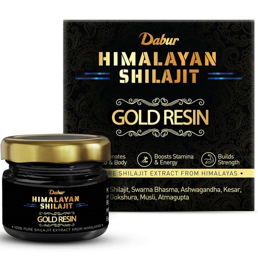 [BRSREFAHOUOQKYLL] Dabur Himalayan Shilajit/Shilajeet Gold Resin - 20g | 500mg/Serving | 40 Servings | Contains 24 Karat Gold | 7 Ayurvedic Boosters | Boosts Muscle Growth & Stamina | 100% Ayurvedic