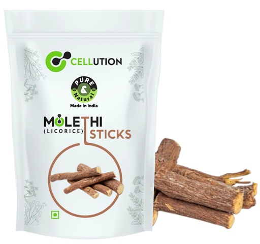 [BRSREEACB56AMYLL] CELLUTION 100% Natural Mulethi Stick For Eating - 100gm - Licorice root/Glycyrrhiza glabra Sticks/Yastimadhu (100 Grams)