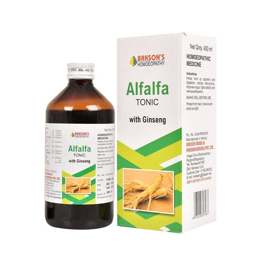 [BRSRMCT7OB5R6HTH] Dr. Bakshi's BAKSON'S HOMOEOPATHY ALFALFA TONIC WITH GINSENG SYRUP - (450 ML)