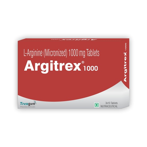 [BRSW2ADYDF5QMFIV] Trexgen ARGITREX L-Arginine Micronized 1000 mg Nitric oxide booster, Blood circulation, Men's Health Essential amino acid (30 Tablets) (Pack of 1)