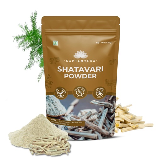 [BRSROBQBC4MAMC3F] SAPTAMVEDA Premium Shatavari Root Powder 100gm For Women| Ayurvedic Asparagus Racemosus Support To Balance Women's Hormones & Lactation | Satavari Kizhangu Podi/Chittamoothi Podi
