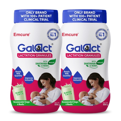 [BRSRGC35CMNQAG3G] Galact Lactation Granules 600g X 2 | India's Only Brand with 100+ Patient Clinical Trial | Lactation Supplement for Breastfeeding | 4X Milk Boost | Shatavari & 6 Herbs | 60 Days Pack | Elaichi Flavour