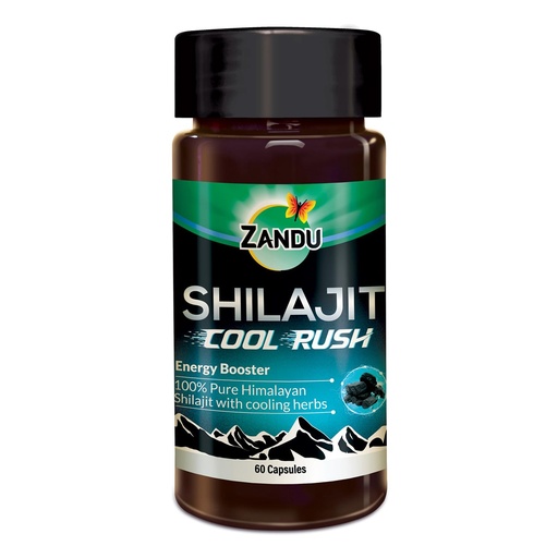 [BRSREEIQBMMBQ3TD] Zandu Shilajit Cool Rush Caps 60N: The 1st Ever Himalayan Shilajit with heat balancing ingredients | All Season Energy | Boost Strength & Stamina | Rich in fulvic acid