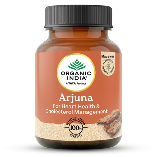 [BRSWI2Q3AIBRYCY7] A TATA Product - Organic India Arjuna Capsules, 60 Capsules, Supports Heart Health, Whole Herb Formula*, Certified Organic, No Added Fillers or Chemicals