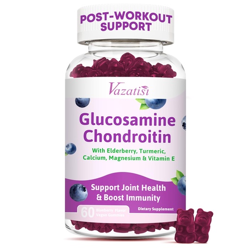 [BRSROFQ2PMHQ23A2] Glucosamine Chondroitin Gummies - Glucosamine Gummies with MSM, Turmeric & Boswellia, Support Cartilage, Joint Structure & Tissue, Joint Support Supplement for Men and Women - 60 Cts