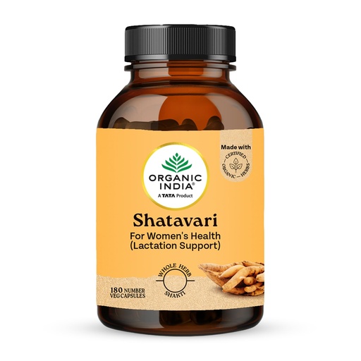 [BRSWGAQBOUIBSG3V] A TATA Product - Organic India Shatavari - 180 Veg Capsules, With Natural Plant Based Estrogens, Boosts Health & Vitality For Women Of All Ages & Restore Hormonal Balance, GMP & NPOP Certified Organic