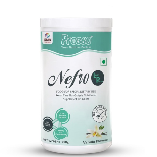[BRSRAEIHB55WGAL5] Pro360 Nefro LP Powder Vanilla Flavour – 750g Low Protein Nutrition Supplement for Kidney Health (Non-Dialysis) – Vanilla Protein Powder Enriched with L-Taurine, L-Carnitine & Essential Nutrients