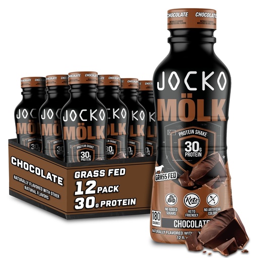 [BRSRMGIBOUCA2HI4] Jocko Mölk 30g Grass Fed Protein Shakes – No Added Sugar Protein Drinks KETO Friendly - Ready to Drink 12 FL Oz (Pack of 12) Chocolate