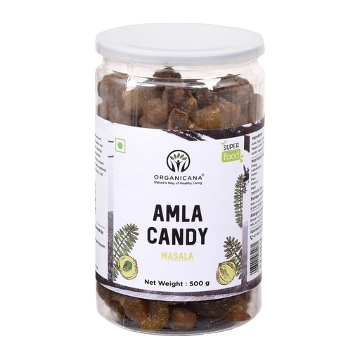 [BRSRGYY5CIORYCYU] Organicana Chatpata Amla Masala Candy 500gm (Pack of 1) (Salted & Spicy Indian Gooseberry), Boosts Immunity and Digestion Handmade & Sun-Dried After Meal Digestives