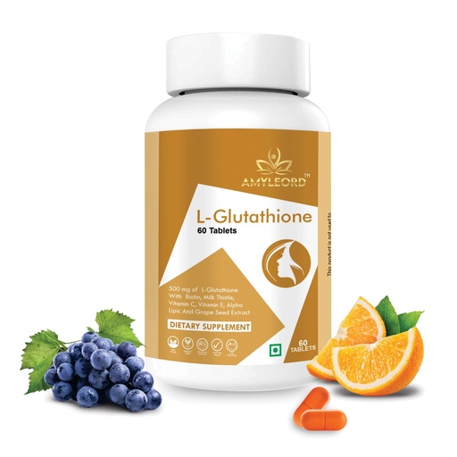 [BRSW2GIYOYPREYDO] L - Glutathione Tablets 1000mg with Vitamin C & E, Biotin, Milk Thistle, Grape Seed Extract for Help to Skin Glow and Hydration - 60 Tablets (Golden White)