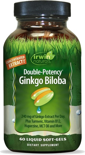 [BRSRMAALCEFBA3D5] Irwin Naturals Double-Potency Ginkgo Biloba - 60 Softgels - Gelişmiş Memory, mental Focus & Energy