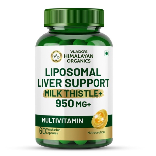 [BRSWYCD6DN5AYGTG] Vlado’s Himalayan Organics Liposomal Liver Support with Milk Thistle 950mg | Curcumin, Ginger & Dandelion Extract | With Multivitamins & Amino Acids | 60 Veg Capsules
