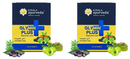 [BRSROAI6BAMBE2D3] Kerala Ayurveda Glymin Plus 100 Tablets| For Managing Blood Sugar Levels | Healthy Glucose Metabolism | With Amla, Turmeric, Giloy, and Jamun x Pack of 2