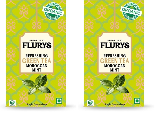 [BRSRYZAPDEBQICL6] Flurys Green Tea Moroccan Mint | Premium Mint Green Tea Bags | Refreshing & Cooling Blend | 100% Natural Ingredients | 25 Tea Bags (Pack of 2)