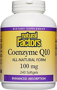 [BRSWIEY6C57WIDIZ] Natural Factors Coenzyme Q10 - Antioxidant Support Supplement Supports Cellular Energy Production - Better Absorption Aids Healthy Heart Function - 100 mg, 240 Softgels (240 Servings)