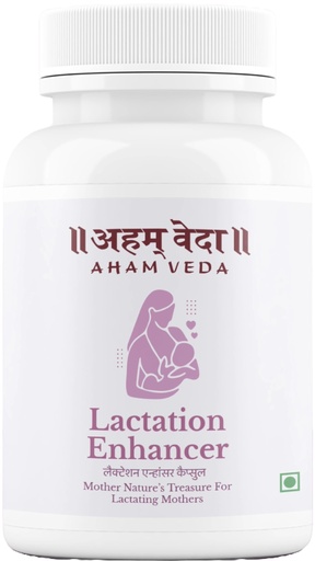 [BRSREGAPBABWCDLK] Ayurvedic Lactation Enhancer Capsules | Shatavari + 9 Herbs for Breastfeeding Mothers | Supports Healthy Milk Supply Naturally | 100% Herbal Supplement, No Added Sugar | 60 Veg Capsules, by AhamVeda