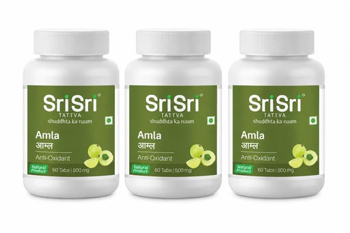 [BRSWYFQKC4FR4EL4] Sri Sri Tattva Amla Tablets - 500 mg, 60 Tablets | Immunity, Digestion, Skin, Hair & Overall Wellness Support | Indian Gooseberry Antioxidant Tablets | (60 Tablets x Pack of 3)