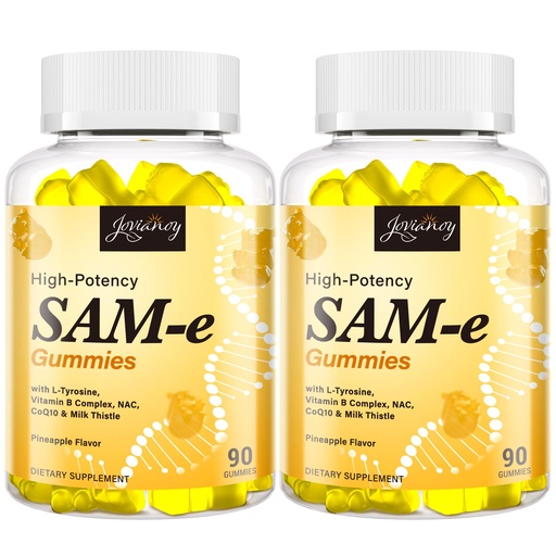 [BRSRAEAFCQBAIETG] Jovianoy SAM-e Gummies with L-Tyrosine, Vitamin B Complex & NAC, CoQ10, High-Potency SAM-e Supplement - Pineapple Flavor, for Mood, Joint, Cognitive & Liver Detox, Vegan Friendly, 180 Gummies
