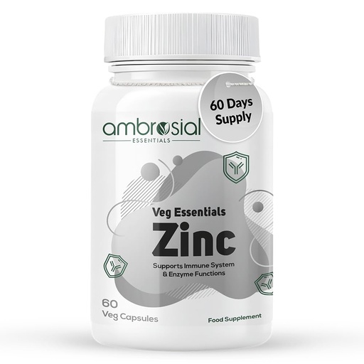 [BRSRMELQPIFGCHT3] Ambrosial Zinc Supplements - High Strength 30 mg, Highly Bioavailable Zinc Supplement for Men & Women, Immune & Metabolism Support, Zinc Supplements, Pack of 1-60 Capsule