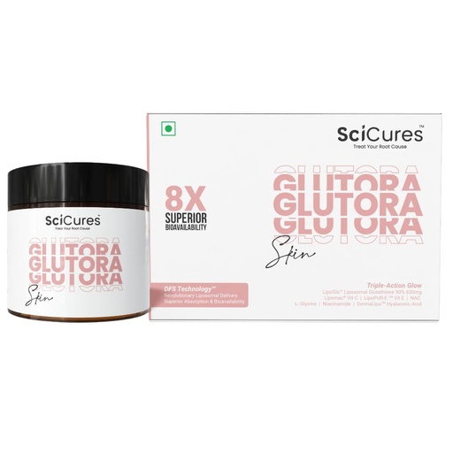 [BRSRYZAEAUDRQ2T5] Glutora Skin Liposomal Glutathione 94% 650mg | Liposomal Vitamin C & E + GlyNAC 500mg | 8X Absorption | Niacinamide + HA | Skin Pigmentation, Brightening & Glow | TEM Verified | 30 Capsules