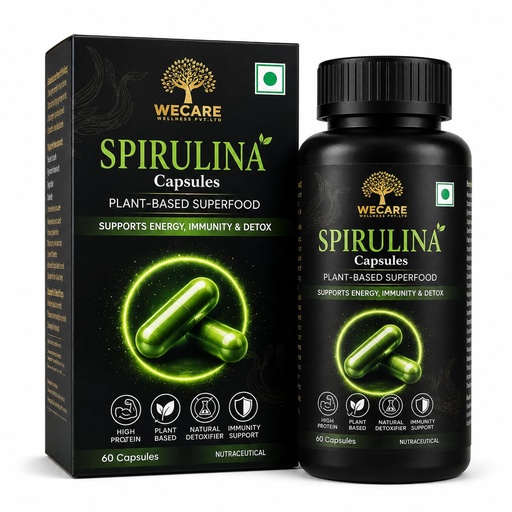 [BRSRYEAKA4IQEAL3] Spirulina Capsules | Plant-Based Superfood | 2000 mg per Serving | Rich in Protein, Chlorophyll & Antioxidants | Supports Energy, Immunity & Daily Wellness | 60 Veg Capsules