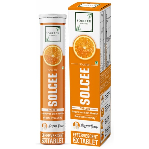 [BRSRGAYBOZYAYDTD] Soulter Solcee Vitamin C Effervescent Tablets | Improves Skin Health & Boost Immunity | Sugar Free - 20 Tablets