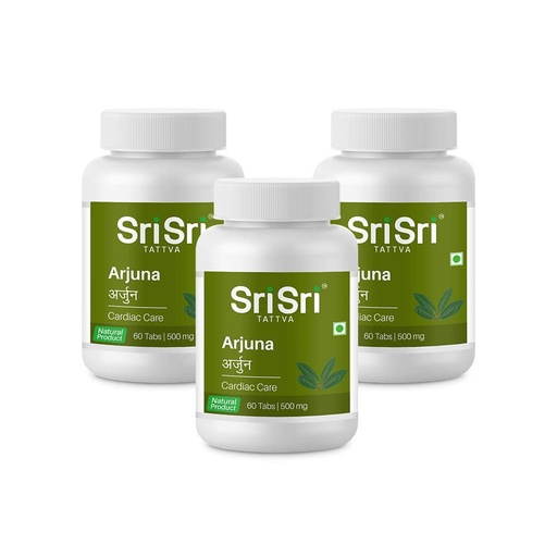 [BRSWGAT3DMIQACY6] Sri Sri Tattva Arjuna Tablets - 500 mg, 60 Tablets | Heart & Cardiovascular Wellness Support | Supports Healthy Cardiac Function & Cholesterol Wellness; With Arjuna Bark | (60 Tablets x Pack of 3)