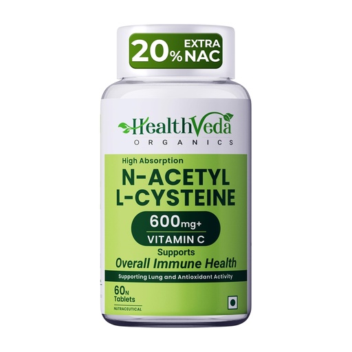 [BRSRO2QDAUJROAI2] Health Veda Organics N-Acetyl L-Cysteine (NAC) 600 mg | 60 Veg Tablets | Lung,Respiratory Support & Antioxidant Supplement
